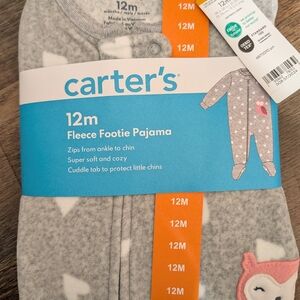 Carter's Gray and Pink Fleece Footie Pajama